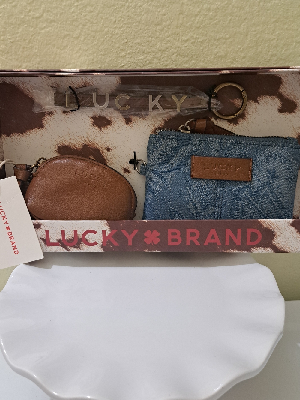 Lucky Brand Coin Bag, Denim Pouch & Keychain Set